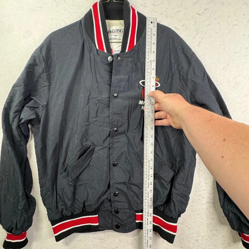 Vintage Miami Heat Varsity Jacket Mens M NBA DeLong Made in USA Snap Button